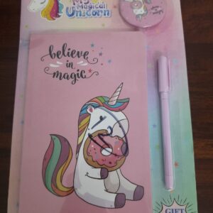 Unicorn Diary for Kids with Pen and Badge (Pink)