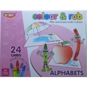 Color and Rub Learning Kit for Kids (24 Reusable cards, 1Box of Crayons, 1 Duster) (Product Video Inside)